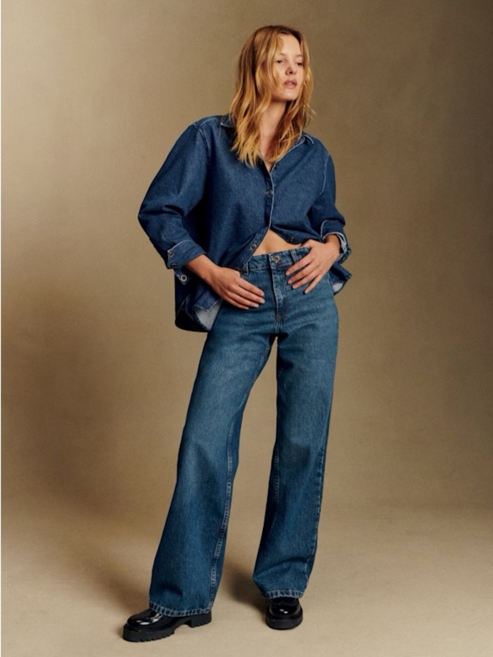 Sezane High-Rise Wide Leg Jeans - Blue